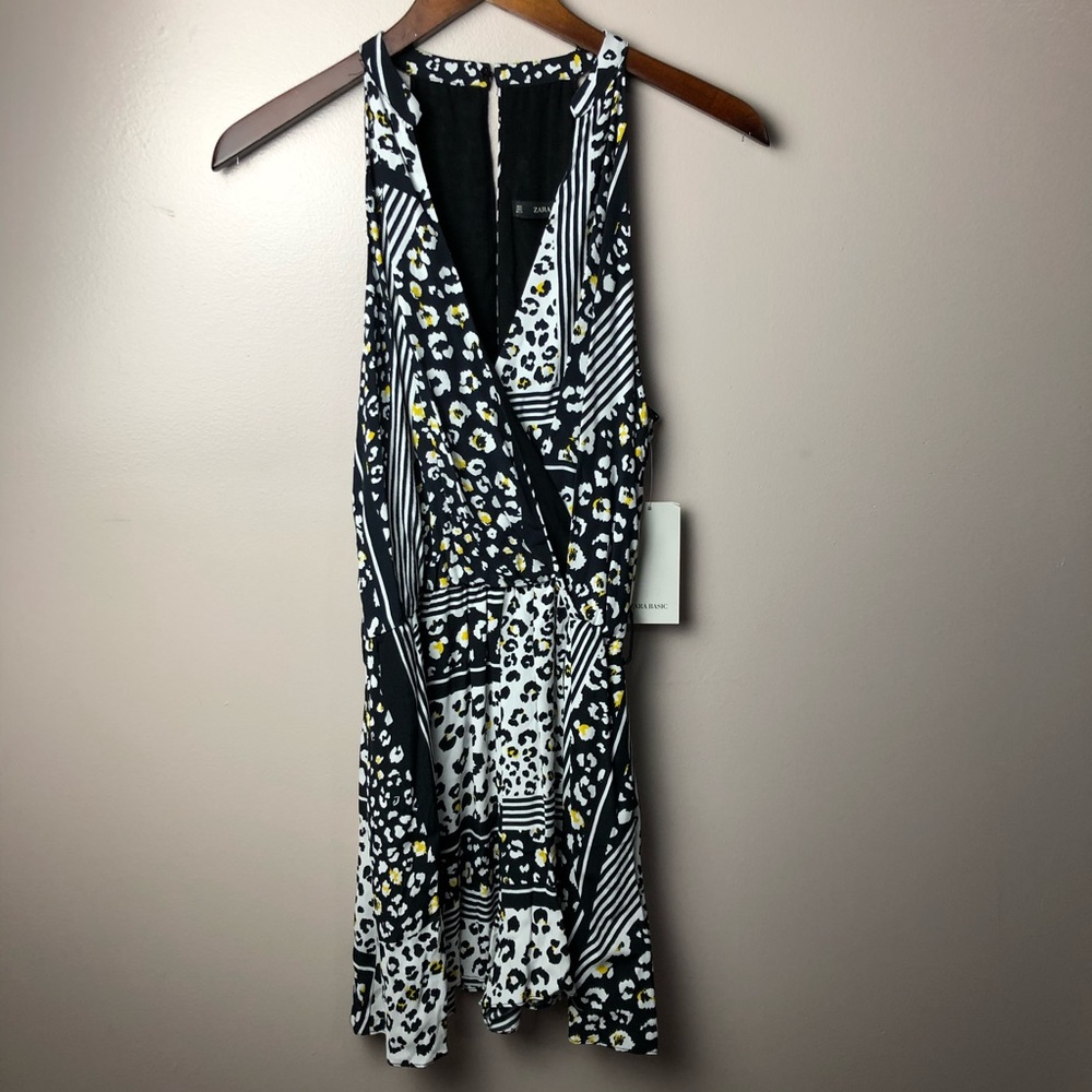 NWT Zara Basic Animal Print Romper Size XS